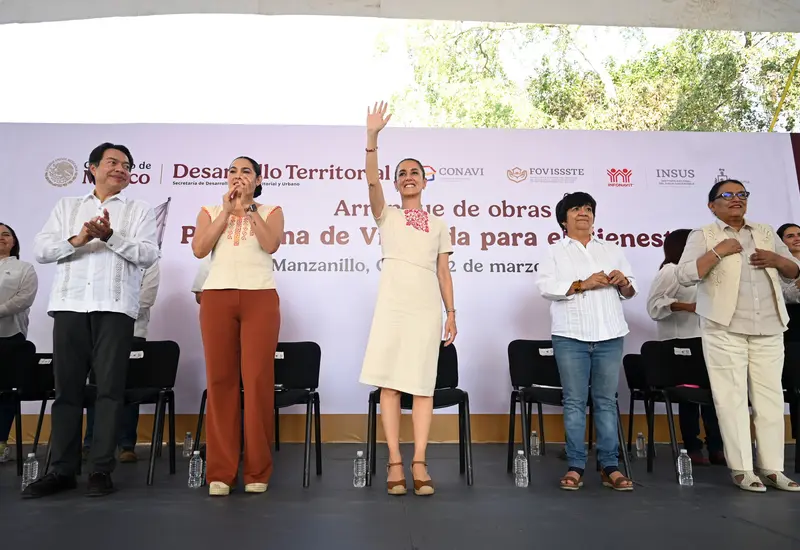 En Colima, Infonavit construirá 7 mil 250 viviendas, comenzando con mil 600; mientras que Conavi hará 6 mil, arrancando con 700 en Coquimatlán; 100 en Tecomán y 111 en Manzanillo, destacó la Presidenta.