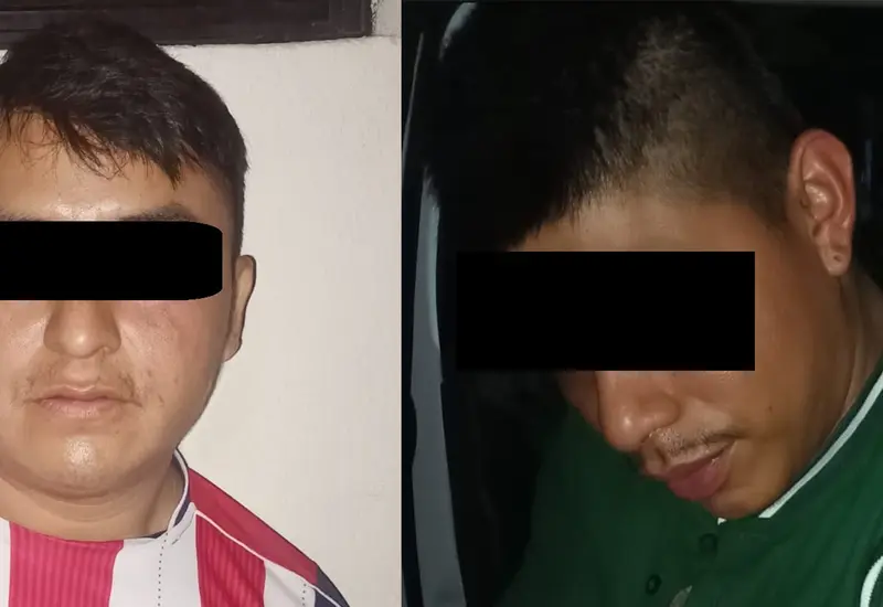 Andrés S.R., alias El Andy, y Telésforo G.J., los dos hombres detenidos como presuntos responsables del asesinato de una maestra en Juchitán.