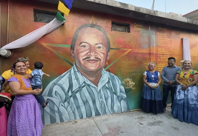 La obra de arte creada por el artista local Osnar Gallego, presentada durante el homenaje póstumo en honor a Enedino Jiménez.
