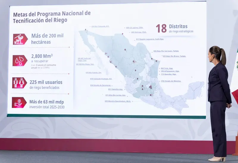 El Programa Nacional de Tecnificación de Riego avanza para beneficiar a 225 mil productores, permitiéndoles cultivar más alimentos con un uso eficiente del agua.