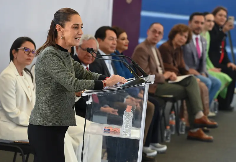 Claudia Sheinbaum durante la presentación del nuevo Centro Público de Formación en Inteligencia Artificial en la Ciudad de México.