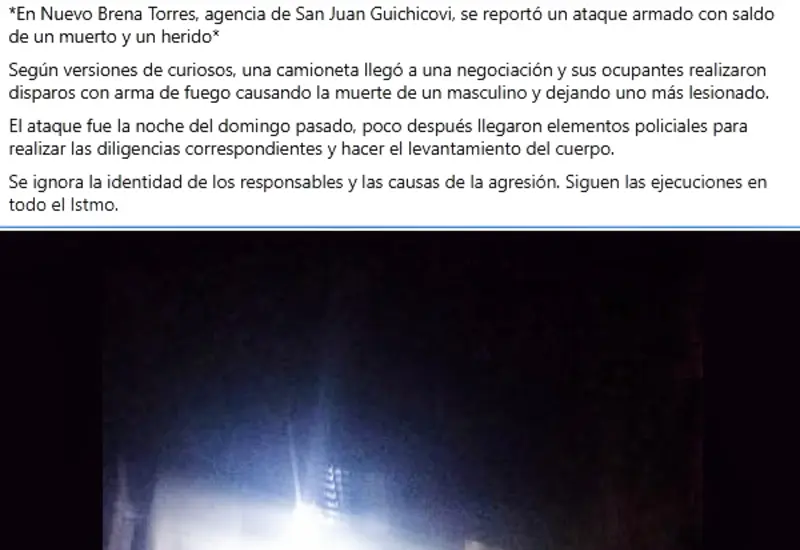 Un comando armado atacó a dos personas en un negocio en Matías Romero y una persona falleció.