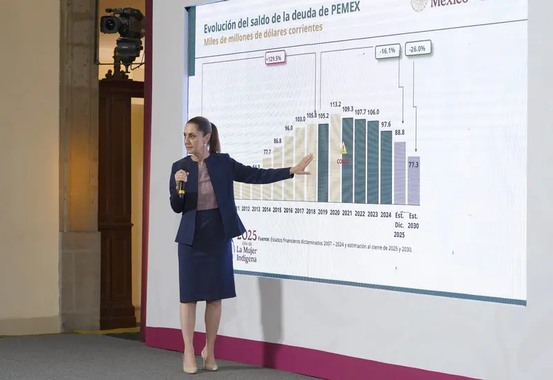 Sheinbaum Pardo puntualizó que seguirá el plan de rescate a Pemex de la deuda corrupta que generaron los expresidentes Felipe Calderón y Enrique Peña Nieto.