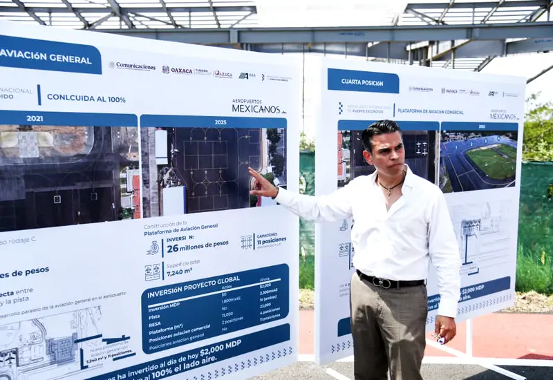 Se inauguró la cuarta posición de aviación comercial y la plataforma de aviación del Aeropuerto de Puerto Escondido.