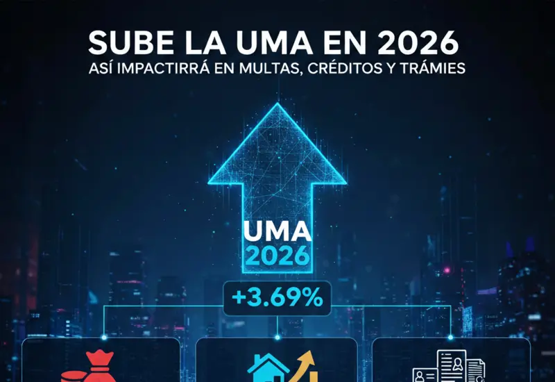 Ilustración conceptual sobre la actualización del valor de la Unidad de Medida y Actualización (UMA) que impactará en multas y créditos en 2026.