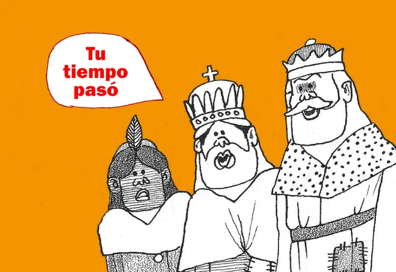 Caricatura política de Mario Robles que ilustra la tradición del Día de Reyes frente a los retos económicos de la cuesta de enero.