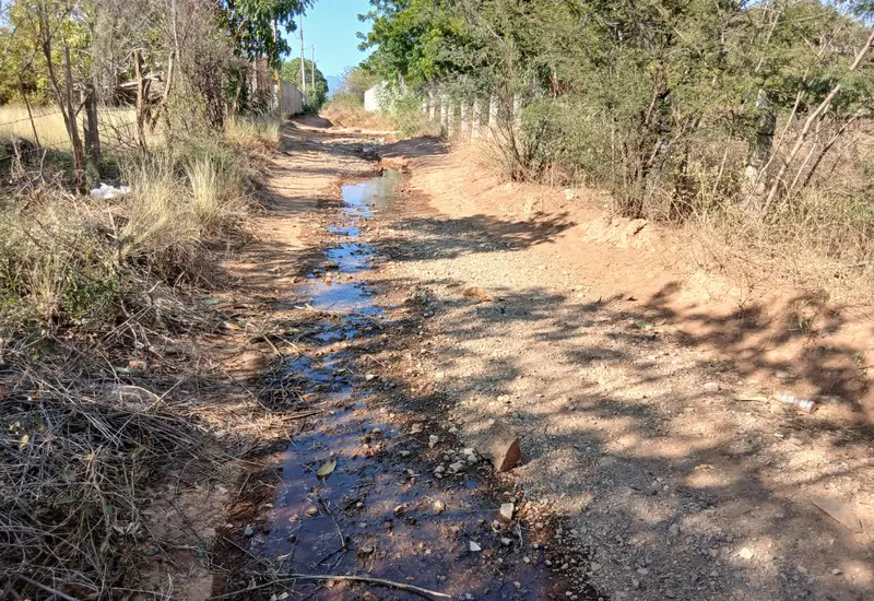 Una importante fuga de agua brota del pavimento en una calle de Tehuantepec, generando desperdicio y preocupación entre los vecinos de la zona.