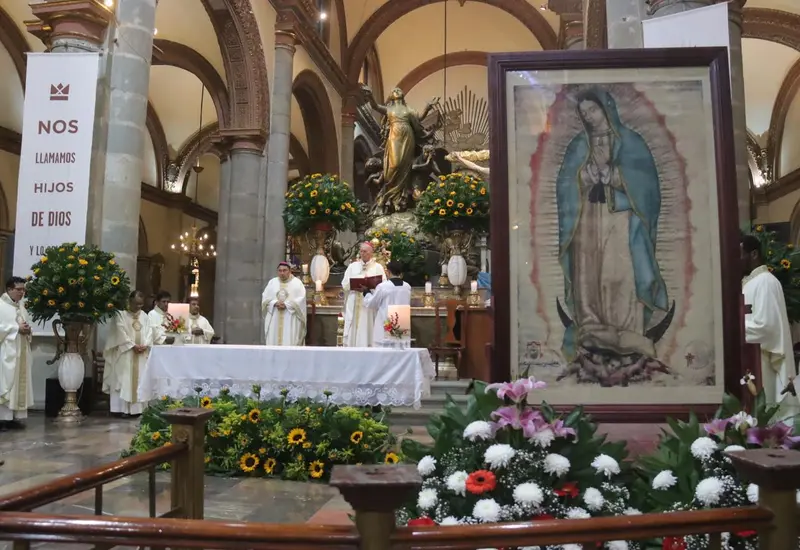 La imagen peregrina de la Virgen de Guadalupe que iniciará un recorrido por las 120 parroquias pertenecientes a la Arquidiócesis de Antequera-Oaxaca.
