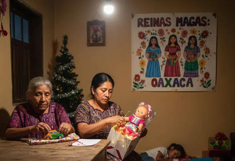 Una madre jefa de familia en Oaxaca se esfuerza para llevar los regalos de Día de Reyes a su hogar, representando a las 'Reinas magas'.