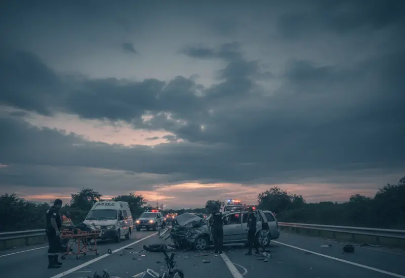 Imagen que ilustra el peligro de los accidentes viales en Oaxaca, destacando a una motocicleta como el vehículo más involucrado en incidentes mortales.