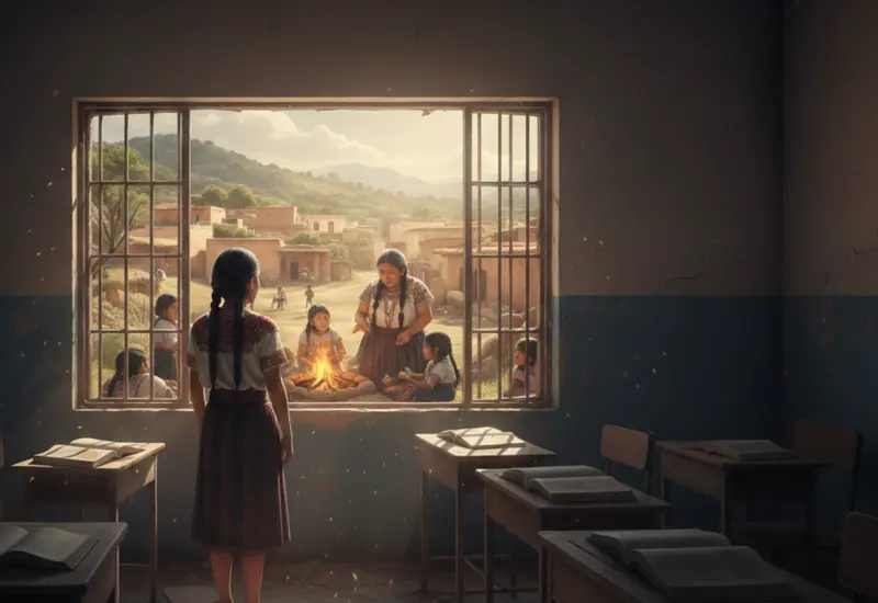 Un joven hablante de lengua indígena que representa la grave crisis educativa que deja sin acceso a estudios a miles en su comunidad.