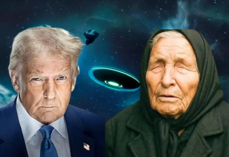 Una imagen conceptual que ilustra a Donald Trump en relación con la profecía OVNI de la vidente Baba Vanga.