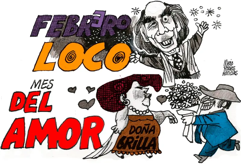 Cartón de Mario Robles que ilustra el concepto de 'Febrero loco', mostrando la naturaleza impredecible y cambiante del clima durante este mes.