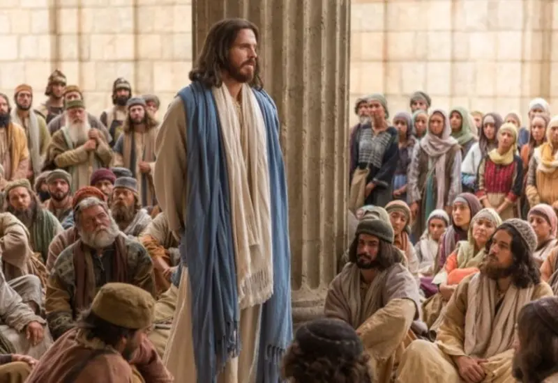 Ilustración de Jesús enseñando y dando plenitud a la ley del Antiguo Testamento, en cumplimiento de la palabra de los profetas.