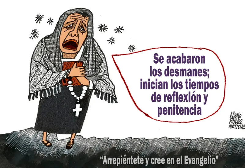 El oaxaqueño Mario Robles con la señal de la cruz en la frente, participando en la tradicional celebración del Miércoles de Ceniza.