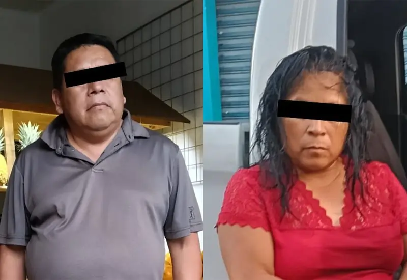 La fotografía muestra a la pareja, un hombre y una mujer, detenidos por ser los presuntos responsables de narcomenudeo.