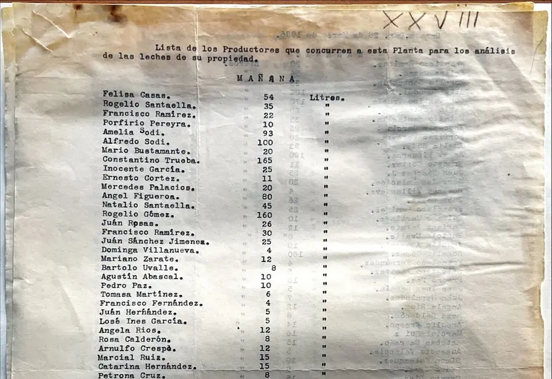 Fotografía de archivo de 1936 que ilustra el proceso industrial de pasteurización de la leche, un avance clave de la ciencia en el comercio.