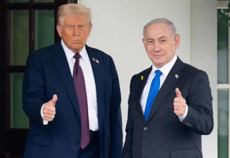 El presidente de EU, Donald Trump, y el primer ministro de Israel, Benjamin Netanyahu, durante su reunión en Washington para dialogar sobre Irán.