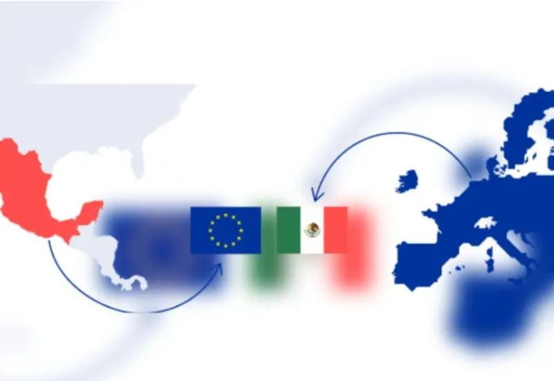 Imagen conceptual del acuerdo comercial entre la Unión Europea y México, un pacto que permitirá eliminar la mayoría de los aranceles.