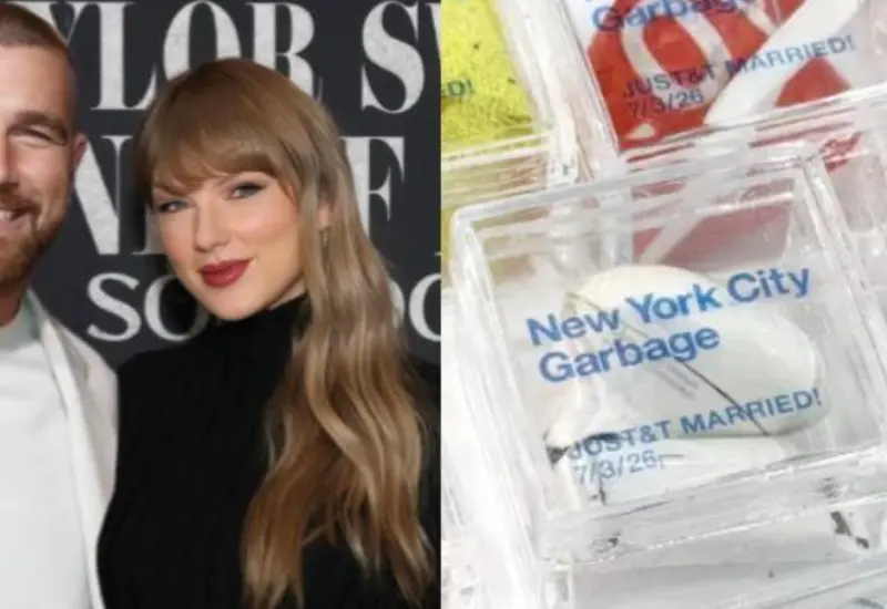 Fans de Taylor Swift y Travis Kelce compran supuesta basura de su boda, vendida en línea como recuerdos exclusivos del evento.