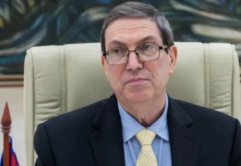 Bruno Rodríguez, ministro de Relaciones Exteriores de Cuba, fotografiado en el contexto del manifiesto que rechaza la agresión militar contra la isla.