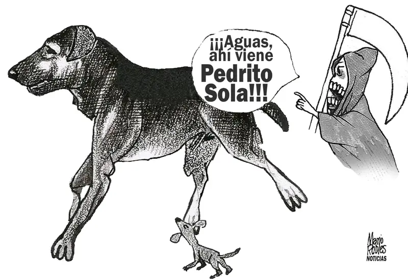 Cartón editorial del artista Mario Robles que ilustra el concepto de cómo la crueldad deja una marca o huella imborrable en las personas.