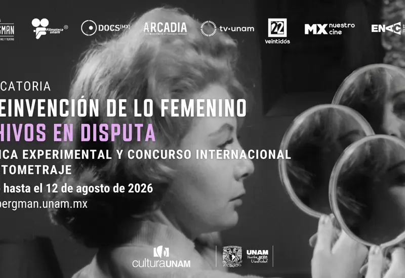 Imagen conceptual de una convocatoria para crear cortometrajes con materiales de archivo y reinventar la representación de lo femenino en el cine.