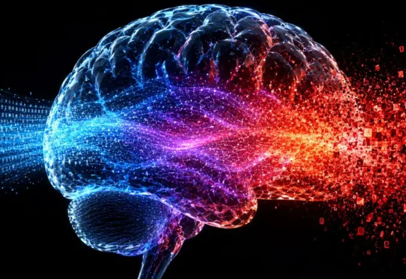 Ilustración conceptual que representa el deterioro de la inteligencia artificial al ser entrenada exclusivamente con contenido sintético, un riesgo advertido por científicos.