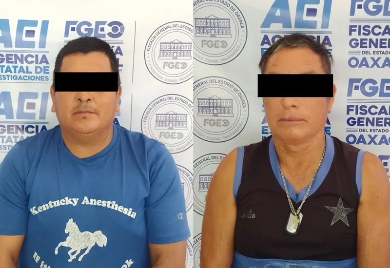 Los dos presuntos responsables de un homicidio ocurrido en San Sebastián Coatlán, detenidos más de 21 años después del crimen.