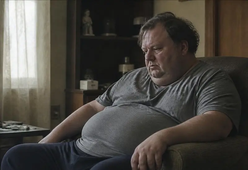 Genaro, un hombre de más de 60 años, con una expresión de desánimo provocada por sus problemas de salud como diabetes e hipertensión.