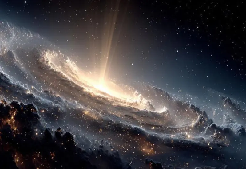 Ilustración del planeta Júpiter actuando como una barrera cósmica que fue clave en el origen de la Tierra, según un nuevo estudio.