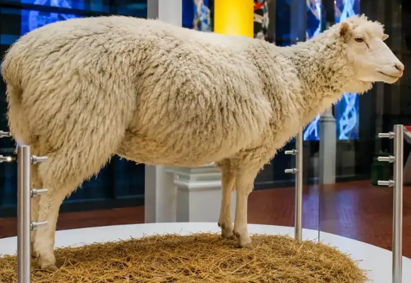 La oveja Dolly, el primer mamífero clonado, cuyo hito científico redefinió la biología y abrió el camino a la medicina regenerativa.