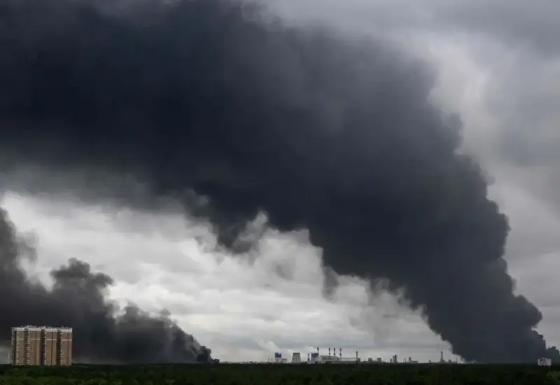 La refinería de Kapotniya sufrió daños e incendios severos.