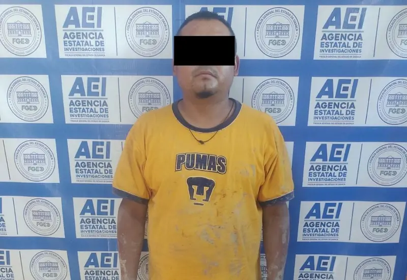 Fotografía de 'El Tortas', sujeto detenido en Huajuapan por intentar asesinar a un hombre a balazos, dejándolo en estado de coma.
