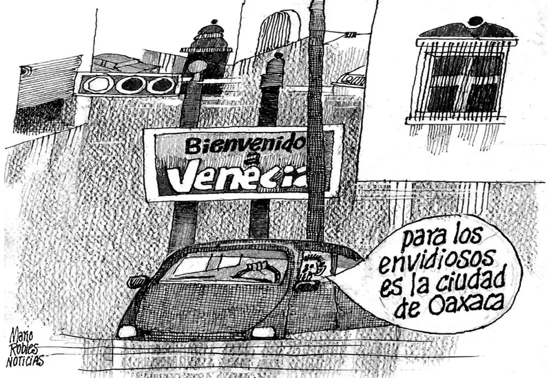 Cartón político del artista Mario Robles que ilustra de manera crítica el concepto del agua reclamando el espacio que ha perdido.