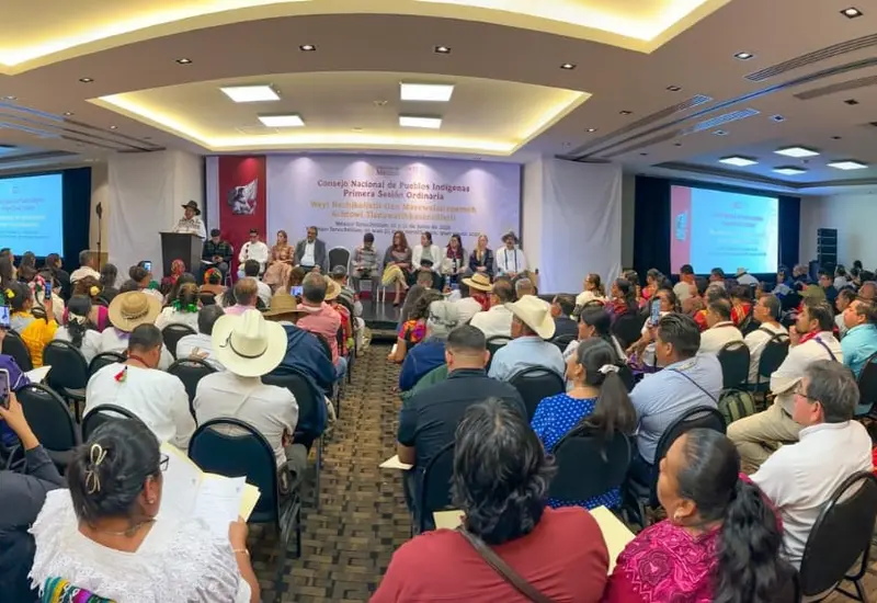 Integrantes del CNPI en sesión para la aprobación de la propuesta de Ley General de Derechos de los Pueblos Indígenas y Afromexicanos.
