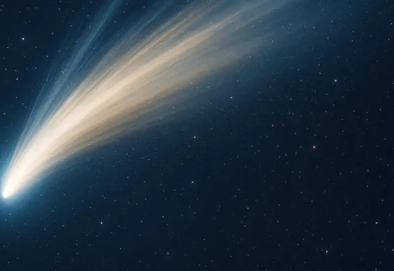 Ilustración del cometa interestelar 3I/ATLAS, cuyo origen se estima en una nube fría con un pasado más antiguo que la Tierra.