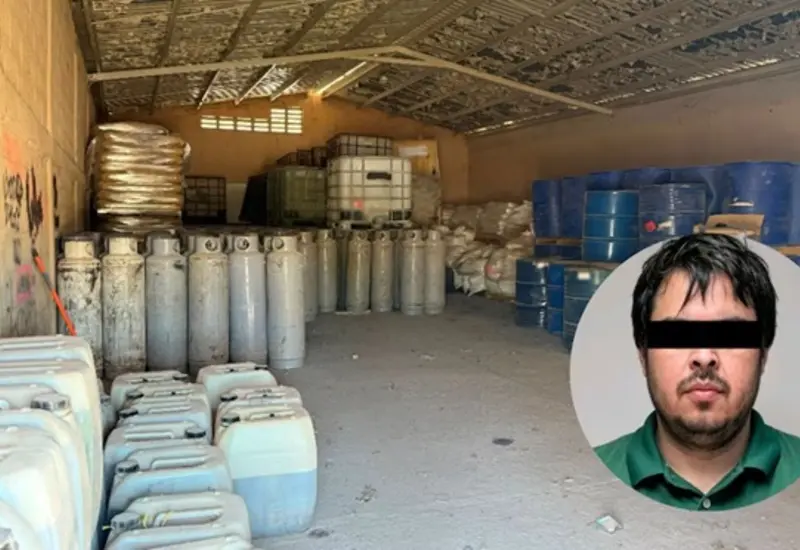 Fuerzas federales aseguran una bodega en Sinaloa que contenía más de 24 mil litros de metanfetamina líquida durante un operativo.