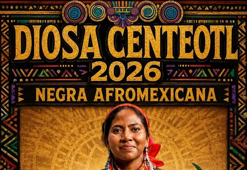 Enidt Azucena Torres Agustiniano, representante del pueblo afromexicano, posa para una fotografía tras ser nombrada la Diosa Centéotl 2026.