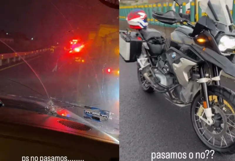 Eduardo Capetillo Jr. en la escena del percance vehicular en carretera que lo dejó atrapado, incidente que afortunadamente no tuvo personas lesionadas.
