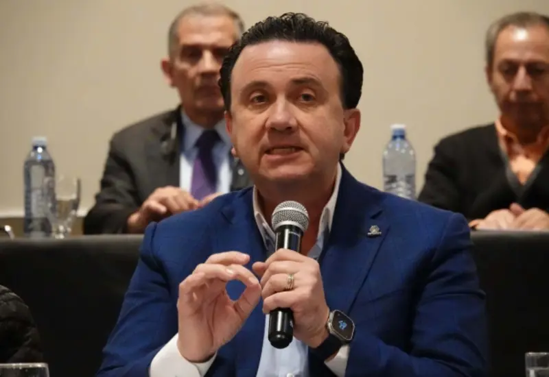 Juan José Sierra Álvarez, presidente de Coparmex, en una fotografía de retrato durante la presentación de la estrategia para fortalecer a las mipymes.