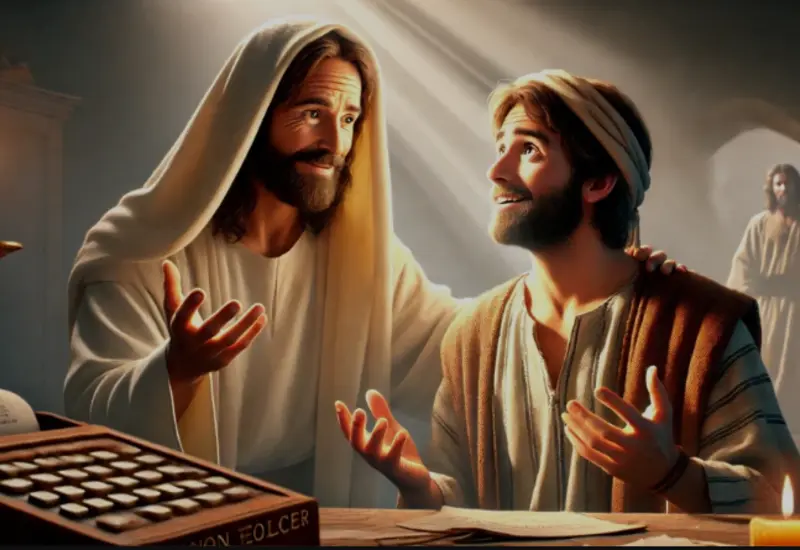 Una representación visual del evangelista Mateo, quien a través de las escrituras demuestra que Jesús es el Mesías anunciado por los profetas.