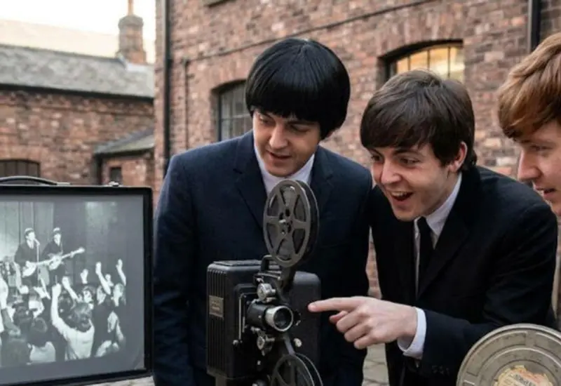 Imagen del metraje inédito de The Beatles, material histórico que habría sido encontrado y rescatado por un coleccionista privado.