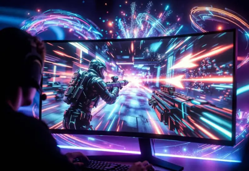 Un monitor para gaming competitivo que ilustra la alta tasa de refresco de 360 Hz, clave para una imagen fluida en videojuegos.