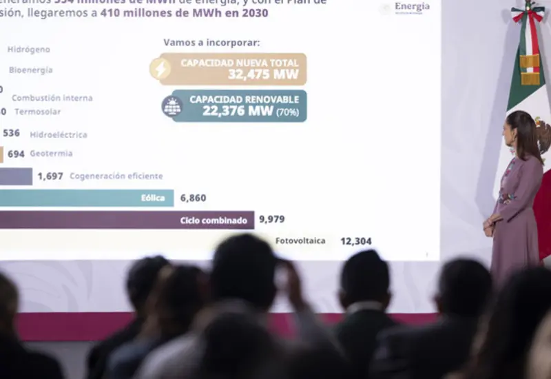 Claudia Sheinbaum impulsa un plan histórico de energías renovables para México, que contempla una inversión de 739 mil millones de pesos.