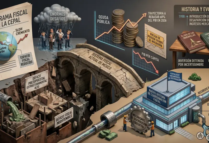 Imagen ilustrativa del sistema tributario, mostrando una calculadora, monedas y documentos sobre finanzas personales y el pago de impuestos.