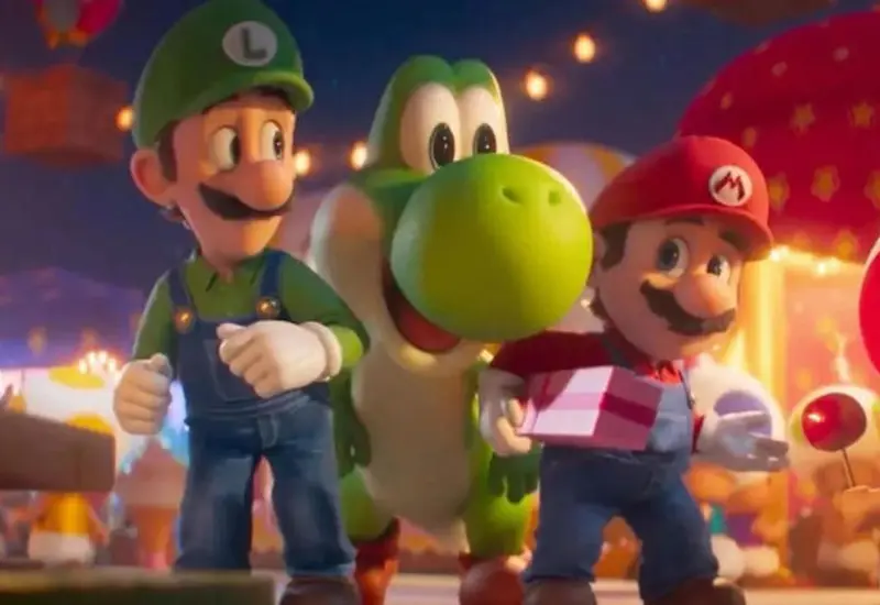 Imagen promocional de la nueva aventura de Super Mario Galaxy, la película que rompió la barrera de los mil millones de dólares en la taquilla mundial.