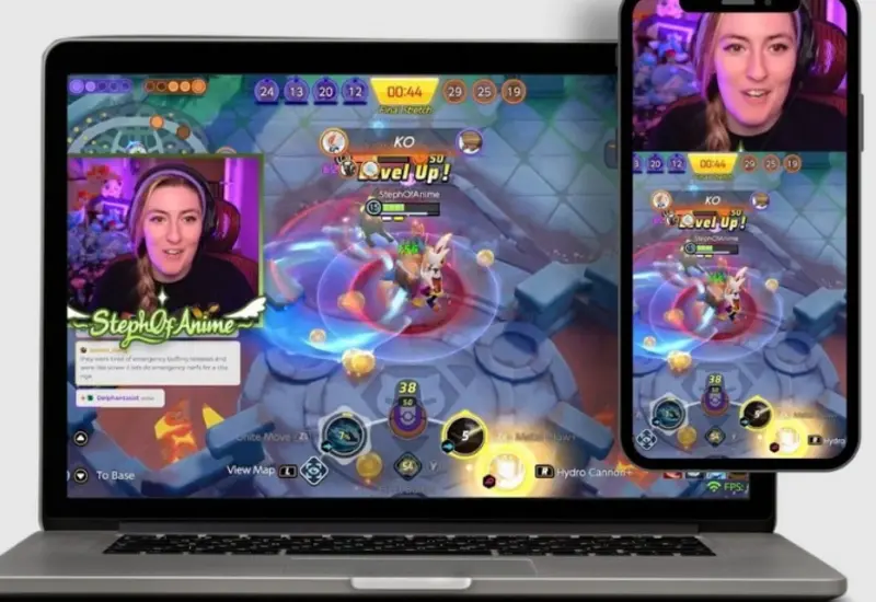 Ilustración de la nueva función de Twitch que permite a los creadores transmitir en formato horizontal y vertical al mismo tiempo, renovándose con IA.