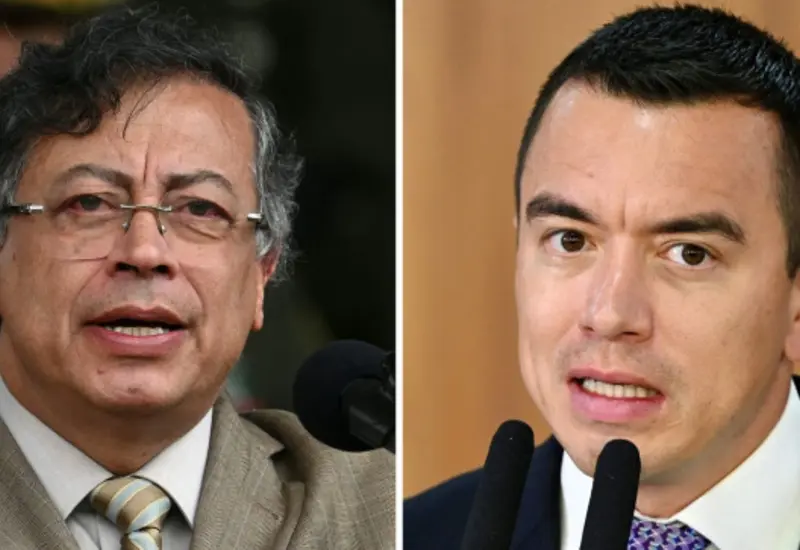 Gustavo Petro, presidente de Colombia y Daniel Noboa, presidente de Ecuador. 