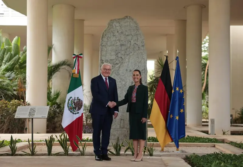 El encuentro con Frank-Walter Steinmeier tuvo lugar en el Museo Maya de Cancún.